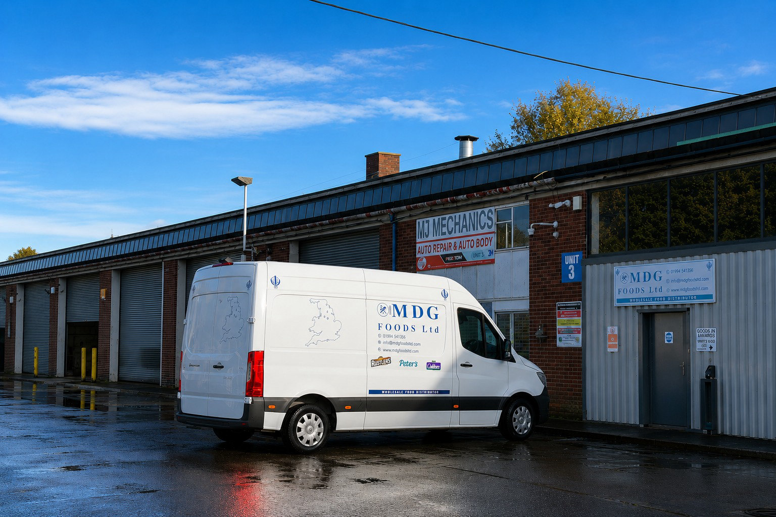 MDG Foods delivery van at the Unit 3 depot, Wakefield